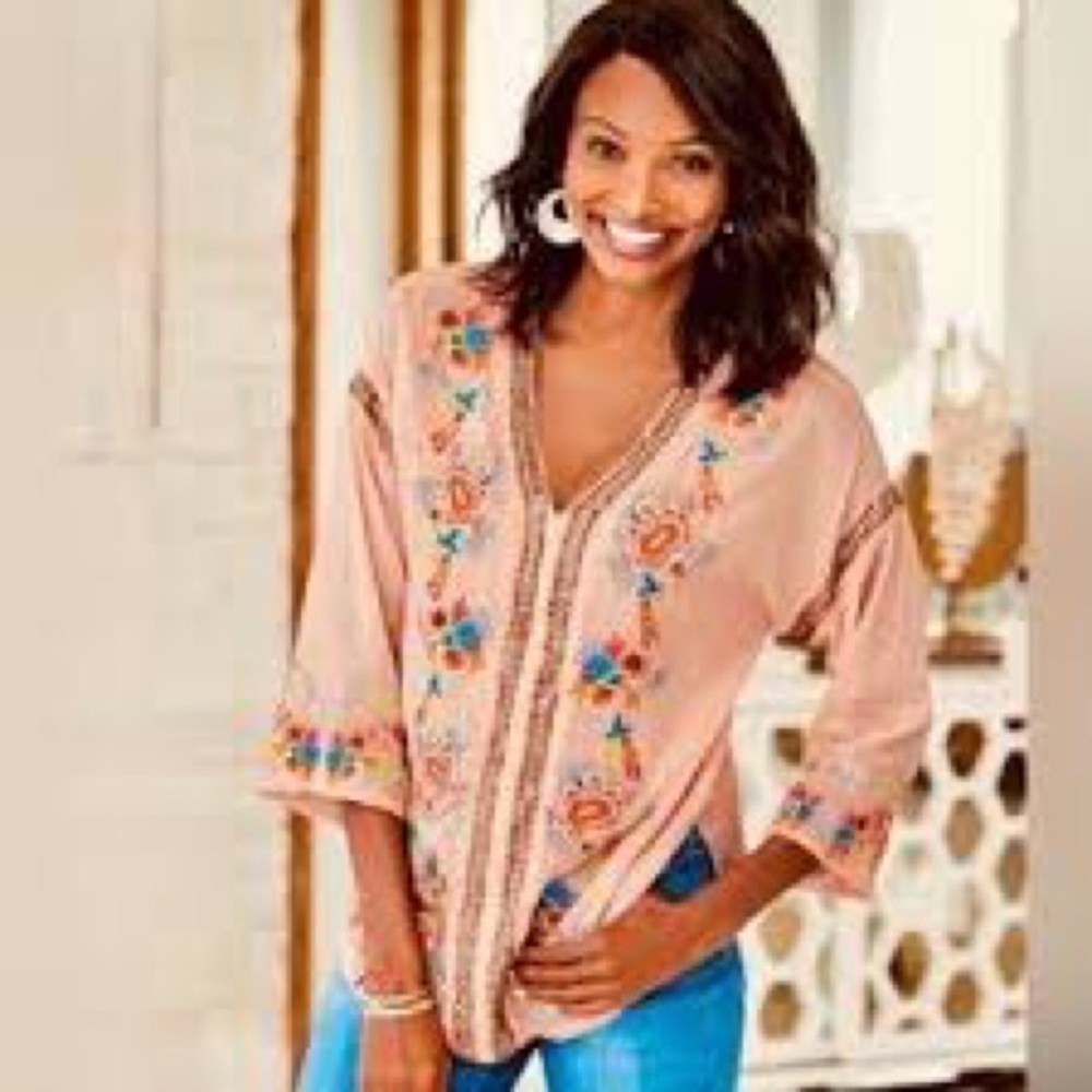 Soft Surroundings Embroidered Blouse. Size Small
